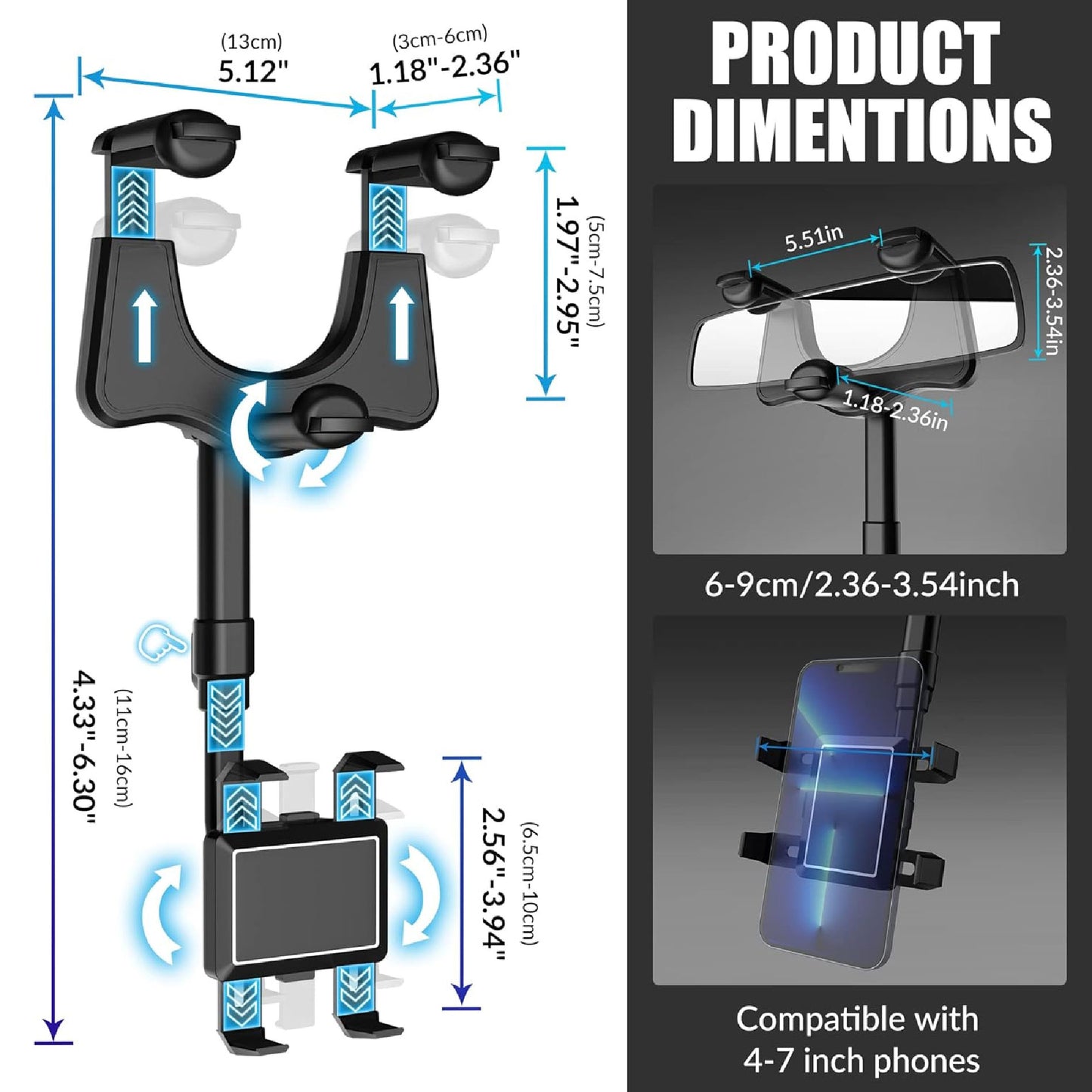 Soporte Holder Celular Espejo Giratorio